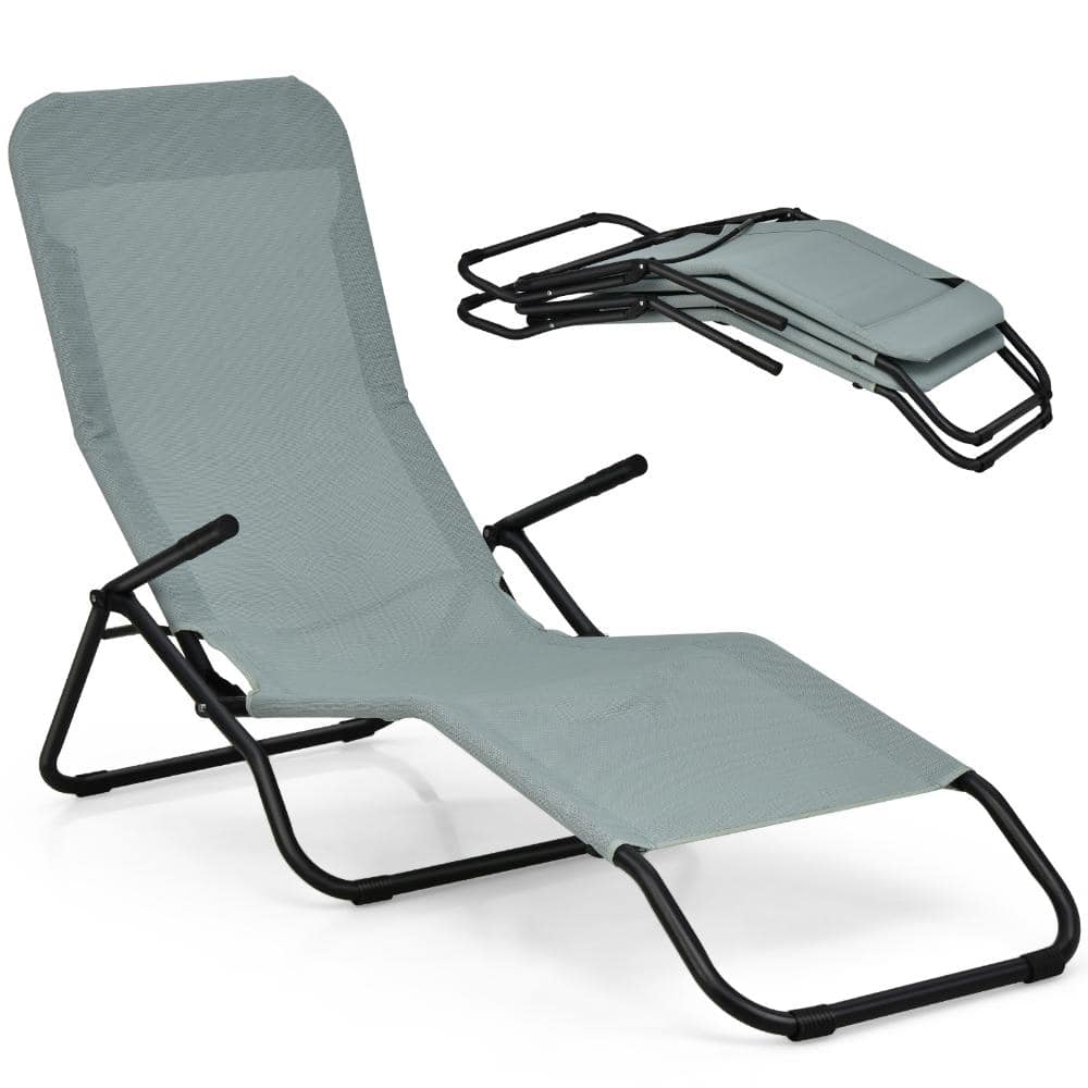 Set of 2 Steel and Fabric Folding Rocking Patio Chaise Lounge Chairs, Light Green price history on PriceWatchPro