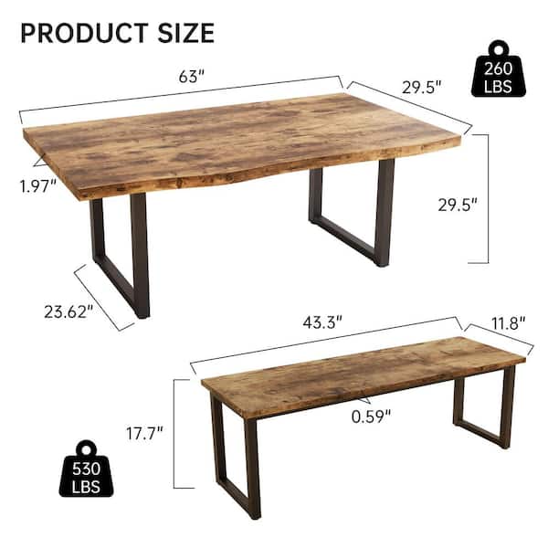 GOJANE Modern 3 Pieces Irregular Vintage Brown Table MDF Table Top