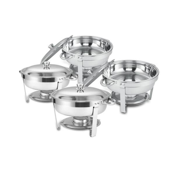Tunearary 5 qt. Round Chafing Dish Buffet Catering Dish for Home and Outdoor, with Food pan (4-Pack)