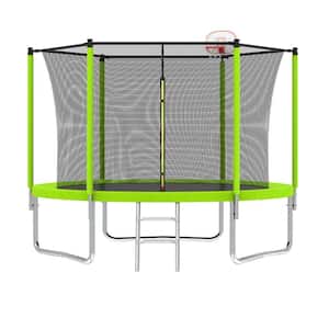 10 ft. Basketball Hoop Equipped ASTM Approved Reinforced Type Safe Recreational Outdoor Trampoline Kit with Enclosure