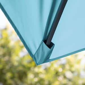 Hostin 10 ft. Steel Cantilever Crank Tilt And 360 Patio Umbrella in Teal