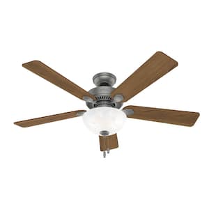Swanson 52 in. LED Indoor Matte Silver Ceiling Fan with Light