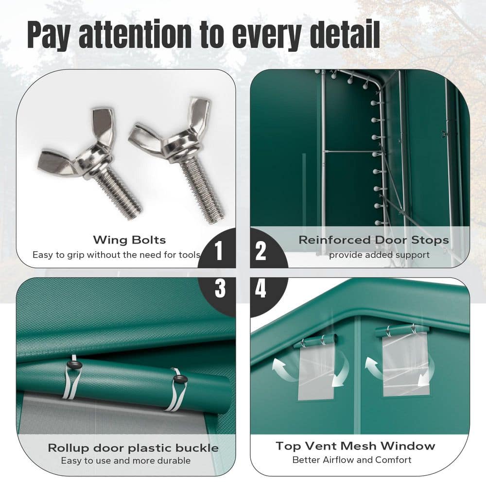 20' x 20' Green Metal Frame Portable Garage with Windows
