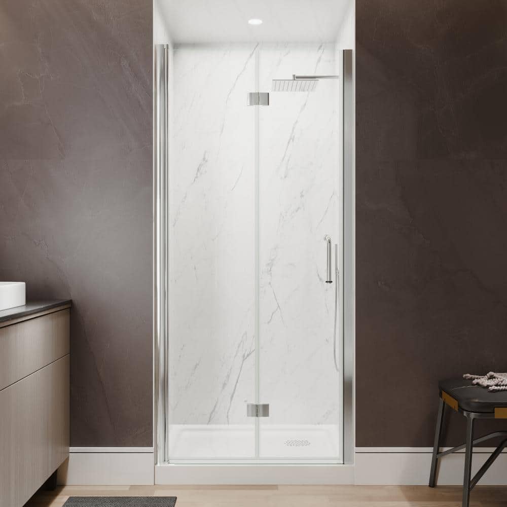 "34-36 in. W x 72 in. H Bi-fold Frameless Shower Door in Chrome with 1/4""(6 mm) Clear Tempered Glass" price history on PriceWatchPro