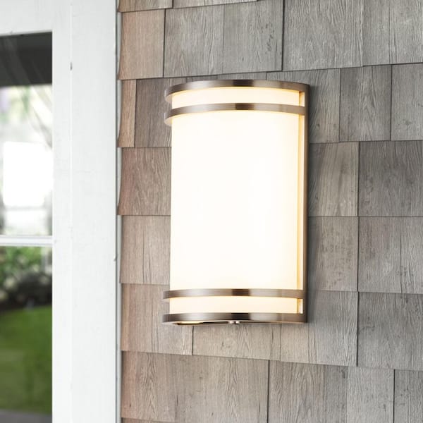 1-Light Brushed Nickel Dimmable 15-Watt LED Wall Light with Acrylic Shade