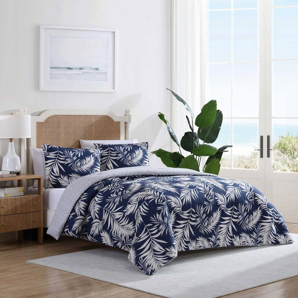 Full Blue Mirage Cotton Reversible Bedspread Set