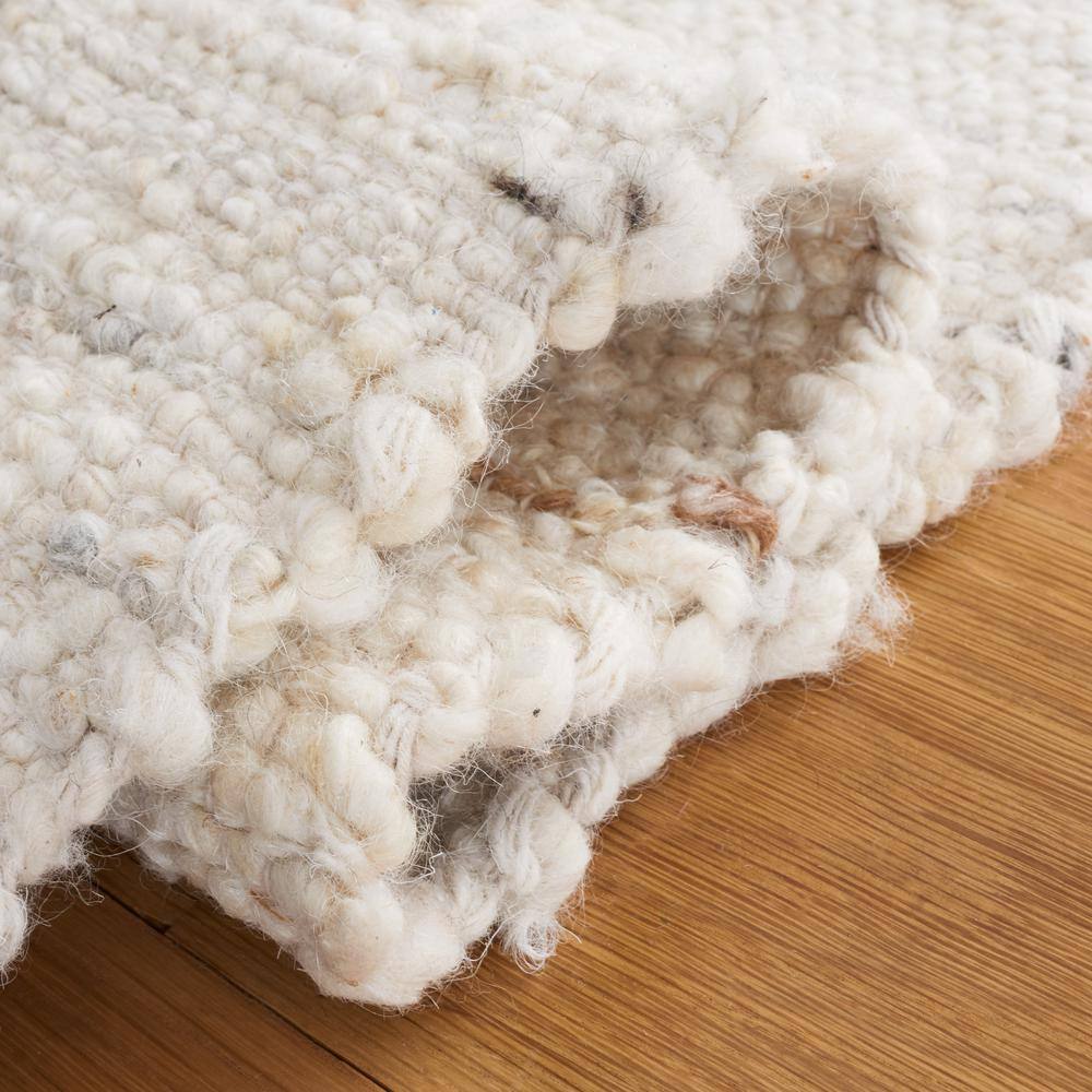 Ivory Flat Woven Square Wool Area Rug