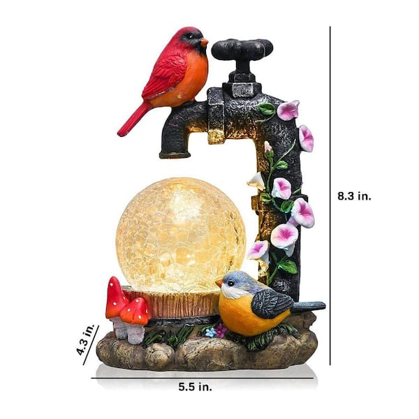 Multi-color Resin Solar Garden Red Cardinal Bird Statue Z08Y5JCT7M