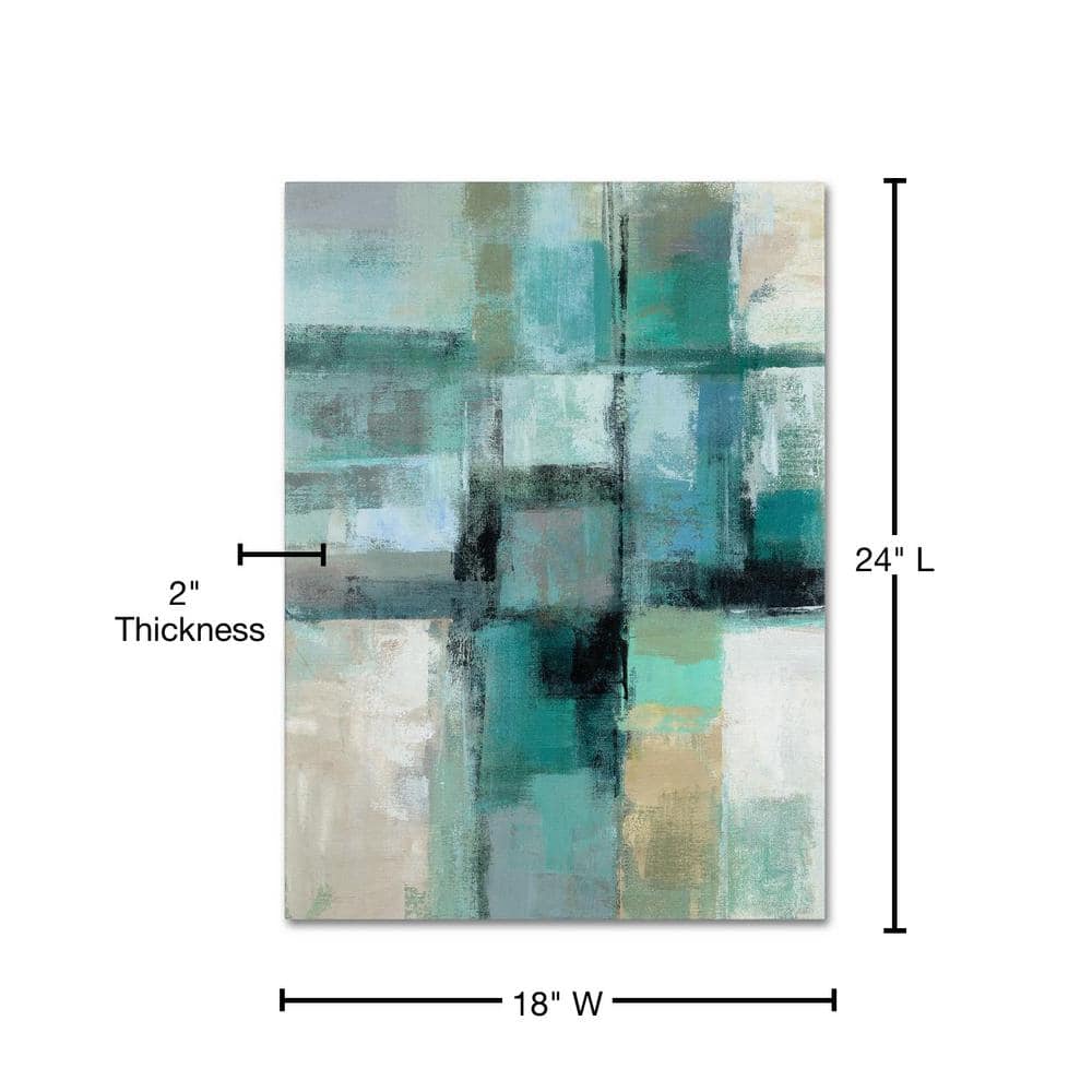Island Hues Crop I Abstract Canvas Painting in Teal and Beige, 18 x 24