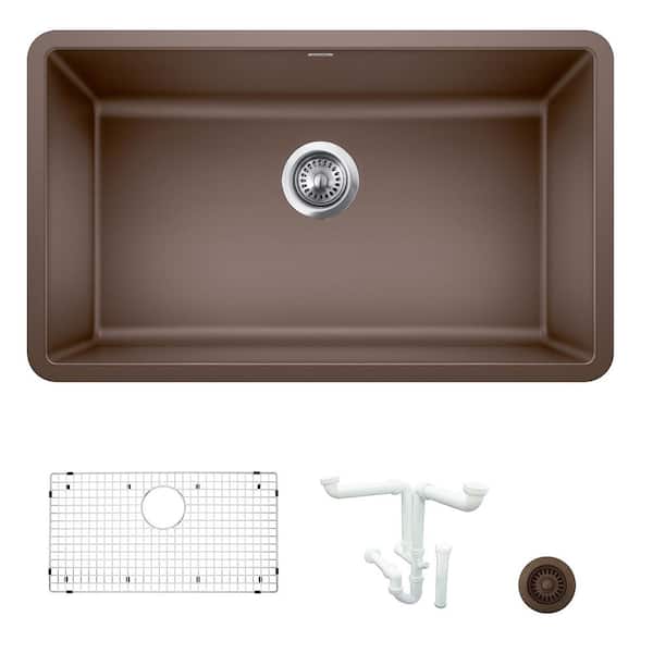 Blanco Precis 30 in. Undermount Single Bowl Cafe Granite Composite Kitchen Sink Kit with Accessories
