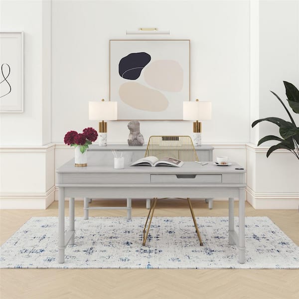 CosmoLiving by Cosmopolitan Selena Lift-Top L, Rustic White Desk