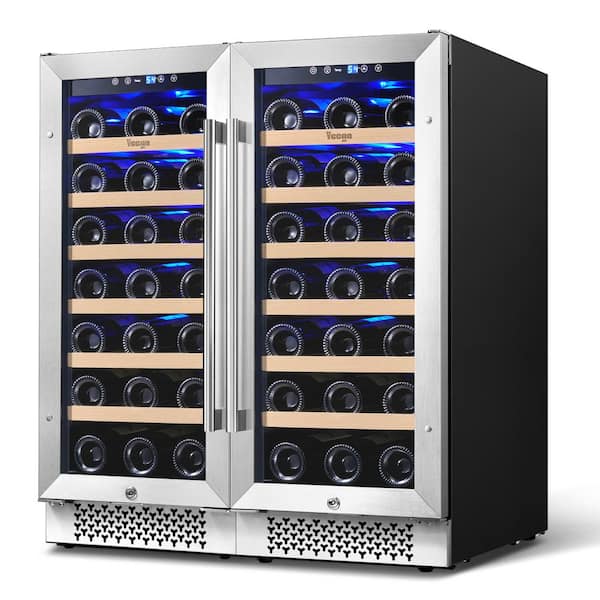 Yeego 30 in. Dual Zone Cellar Cooling Unit 66-Bottles Built- in Wine Cooler Side-by-Side Refrigerators Mini Fridge in Black