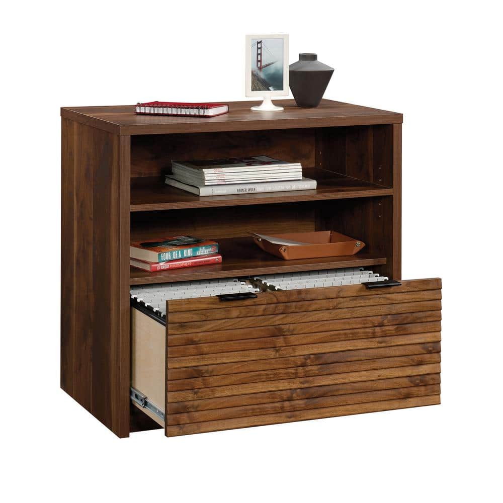 Grand Walnut 4-Drawer Lockable Lateral Filing Cabinet