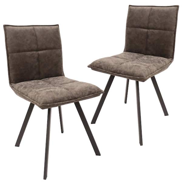 Leisuremod Wesley Charcoal Grey Faux Leather Dining Chair Set of 2