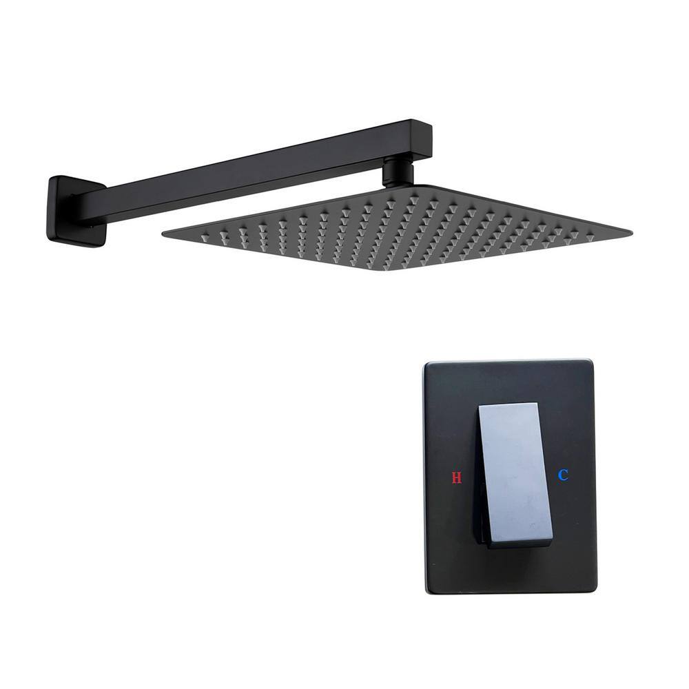 Matte Black Wall Mounted Shower Faucet with Lever Handle