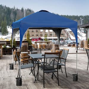 6.6 ft. x 6.6 ft. Pop up Canopy Tent Shelter Height Adjustable with Roller Bag Blue