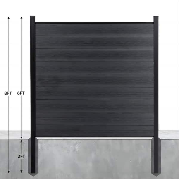 Complete Kit 8 ft. H x 6 ft. W Black Composite Privacy Fence Panel and Post Kit