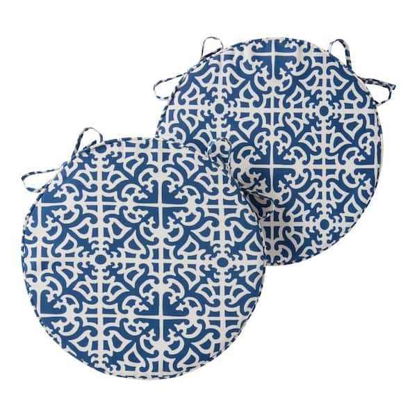 Greendale Home Fashions 18 in. x 18 in. Indigo Round Outdoor Seat Cushion (2-Pack)