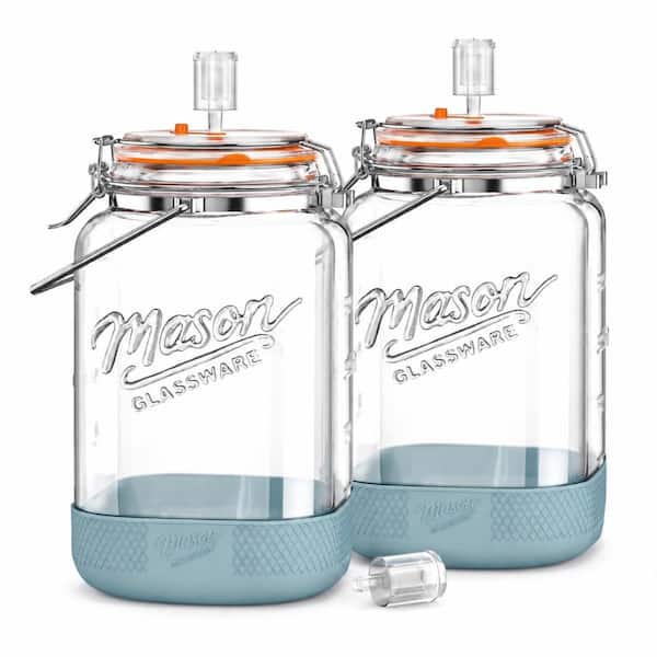 1.5 Gal Glass Fermentation Jar with Airlocks, Airtight Lid, Stainless Steel Handle and Silicone Base