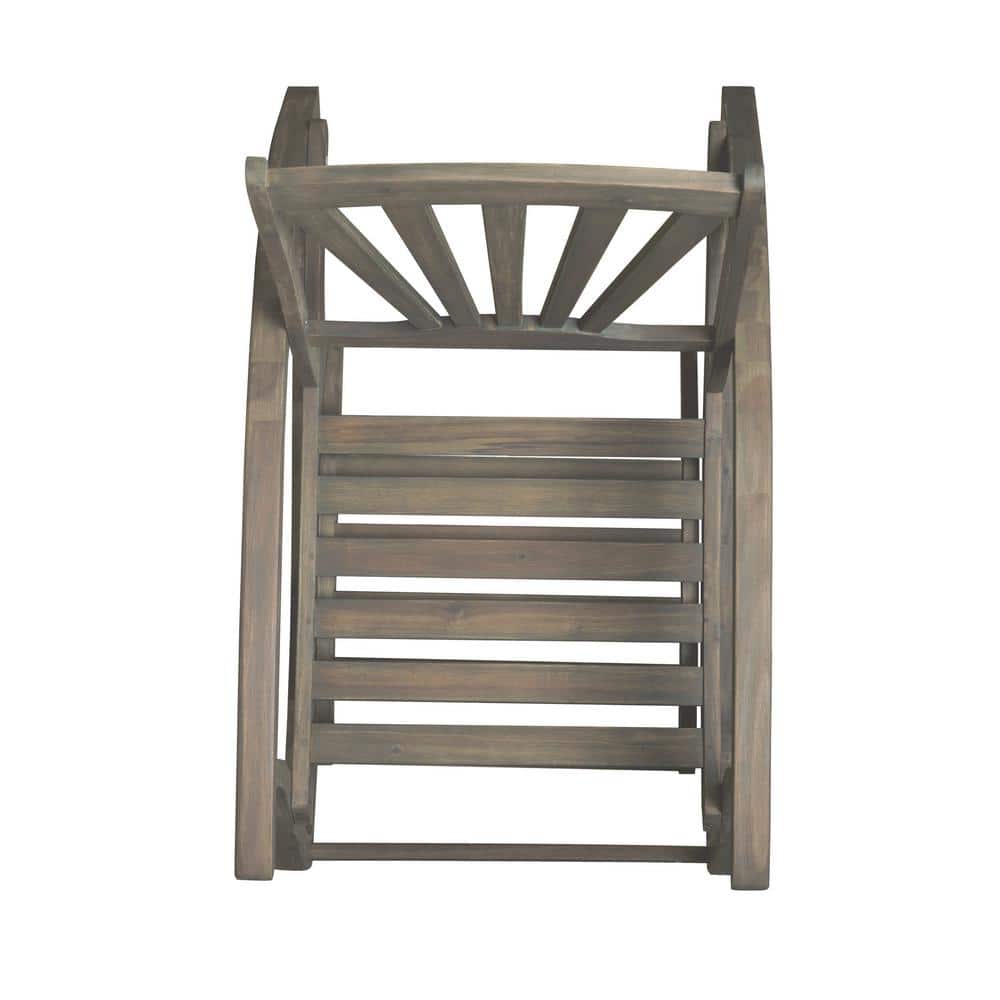 Gray Acacia Wood Outdoor Rocking Chair with Footrest