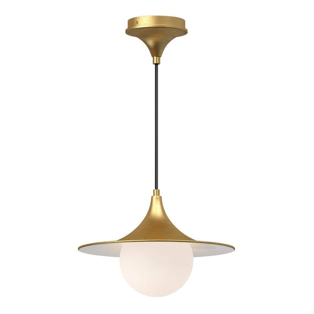 Fuji Inspired Matte Black & Brushed Gold Globe Pendant Light