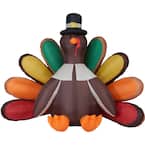 8 ft. Multi-Colored Turkey Inflatable with Lights