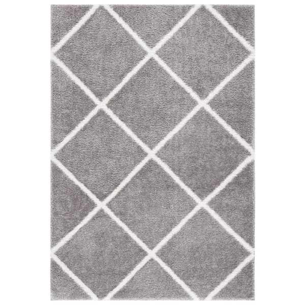 Tahoe Shag 5 ft. x 7 ft. Gray/White Diamond Abstract Area Rug