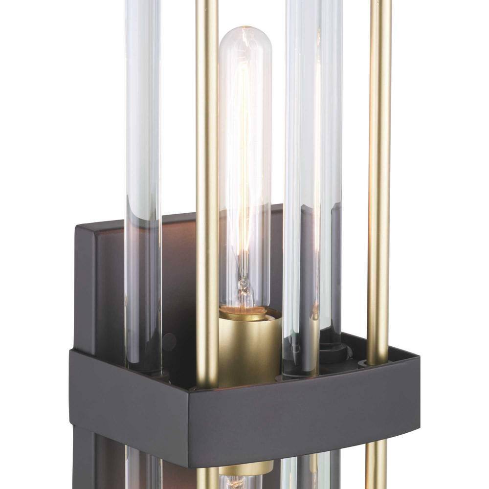 Elegant Orrizo Black Wall Sconce with Clear Glass and Golden Accents