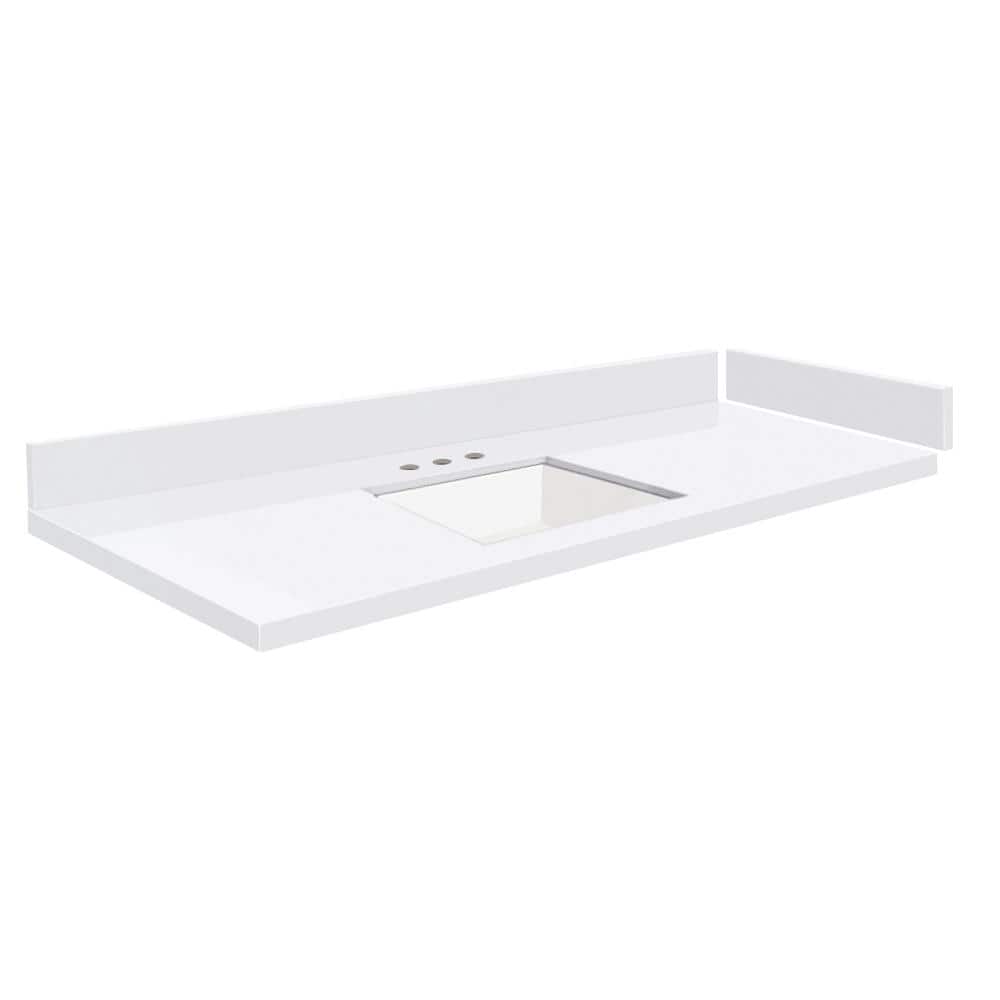 Silestone 49.5 in. W x 22.25 in. D Quartz White Rectangular Single Sink Vanity Top in Miami White price history on PriceWatchPro