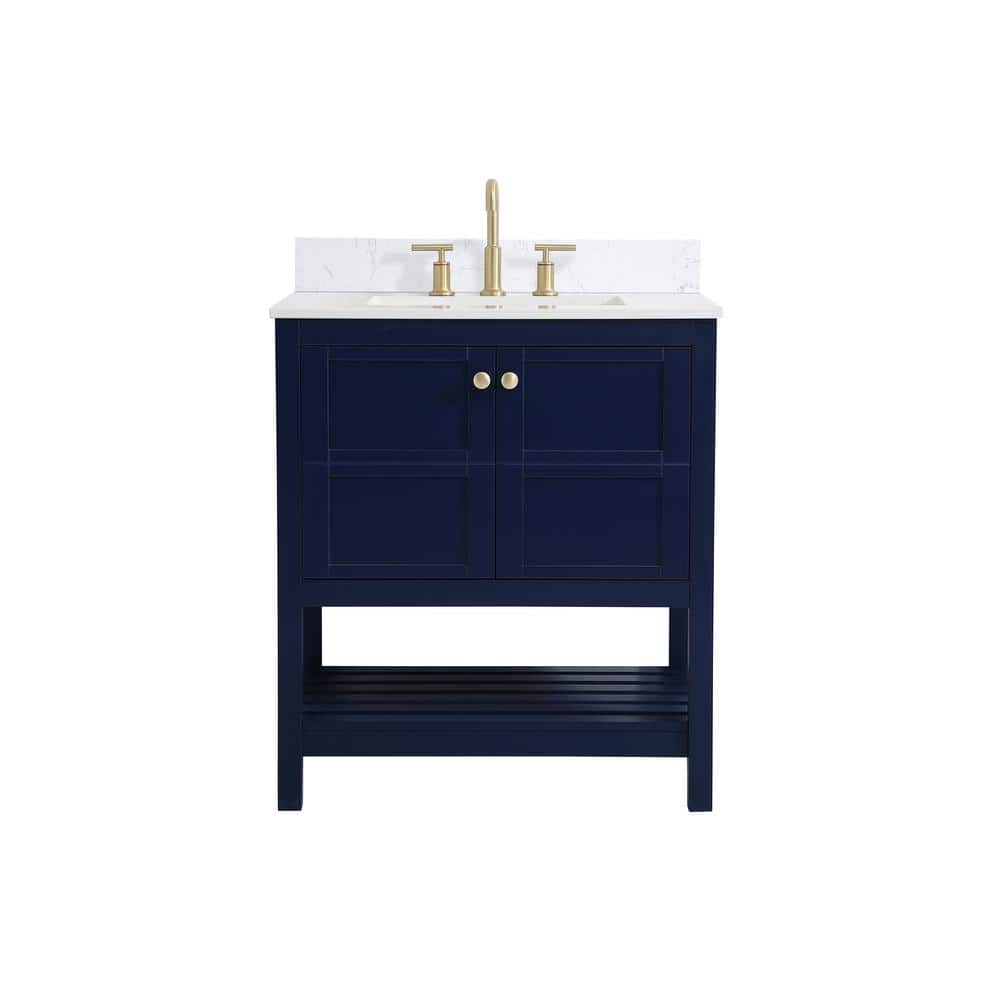 Simply Living 30 in. W x 22 in. D x 34 in. H Bath Vanity in Blue with Calac