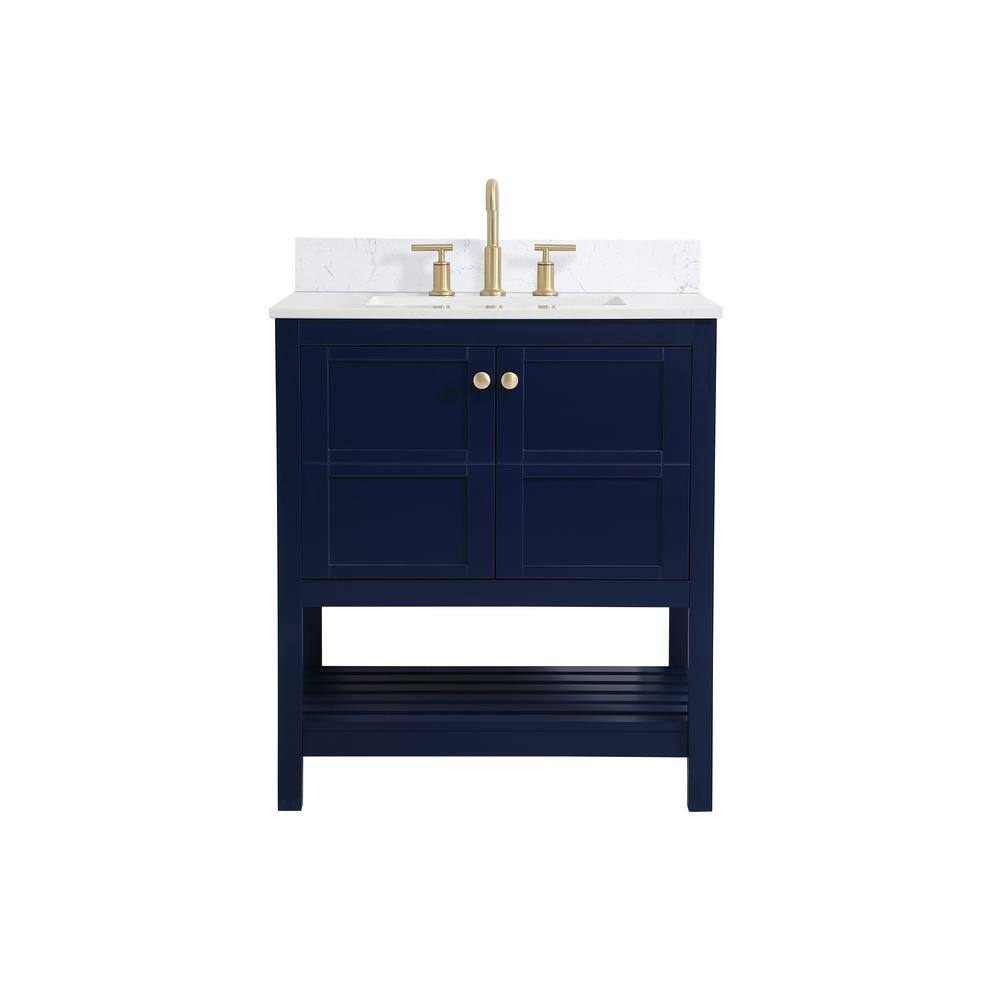 Timeless 30 in. W Single Bath Vanity in Blue with Engineered Stone Vanity T