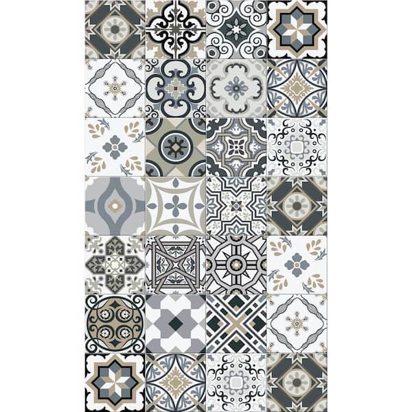 smart tiles Decorative Grey 20 in. x 34 in. Laminated Kitchen Mat