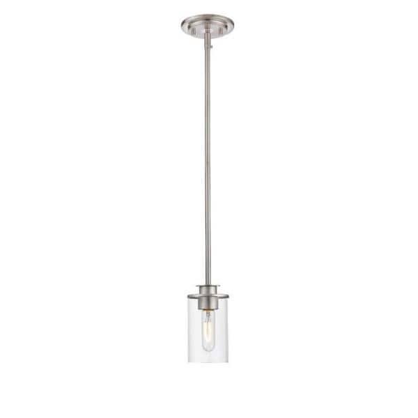 Savannah Brushed Nickel Mini Pendant with Clear Glass Shade