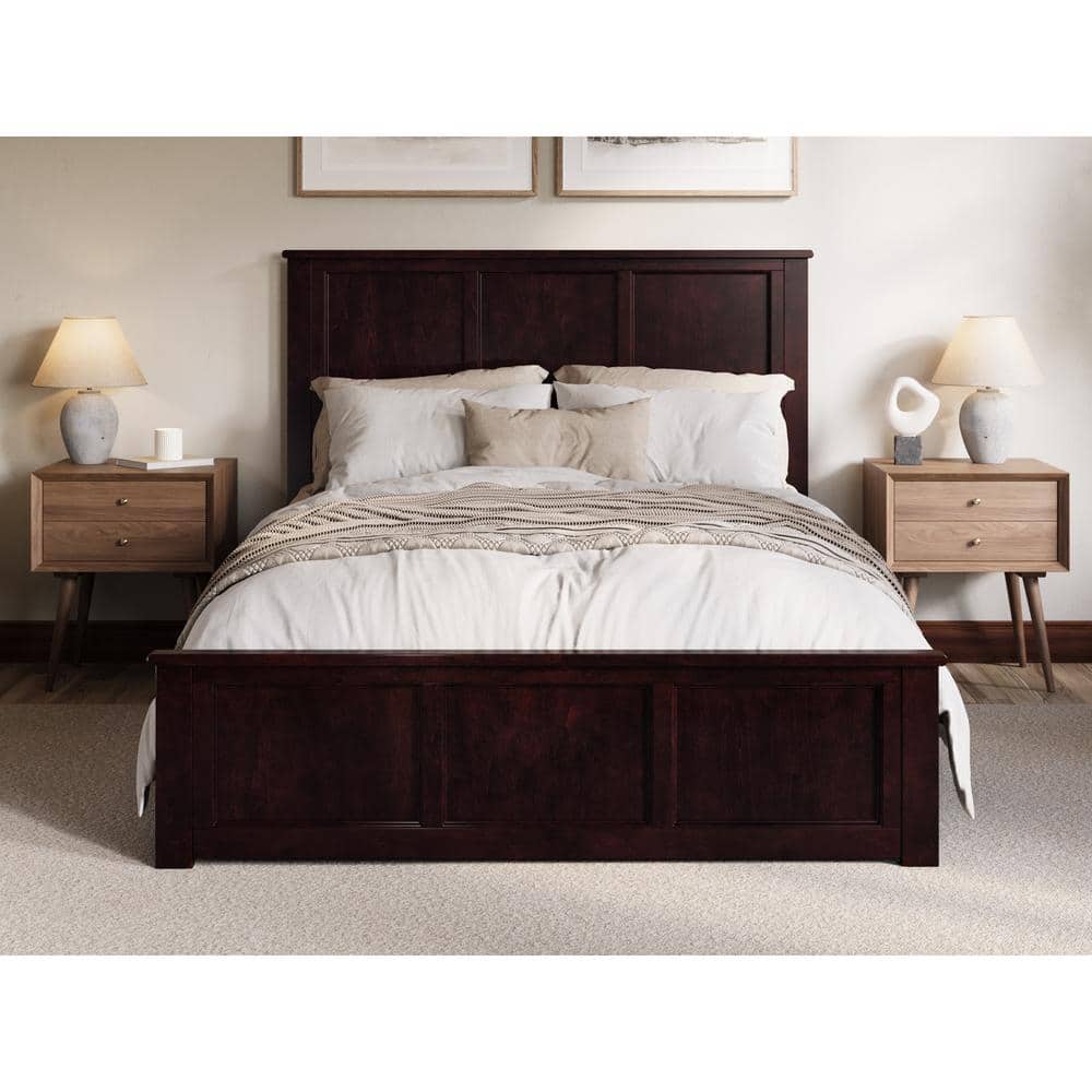 Charlotte Espresso Queen Solid Wood Platform Bed with Headboard