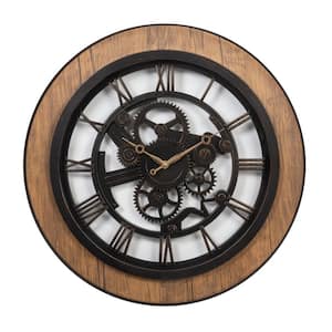 Kiera Grace Unique Vintage Round Wall Clock, 20 inches, Black