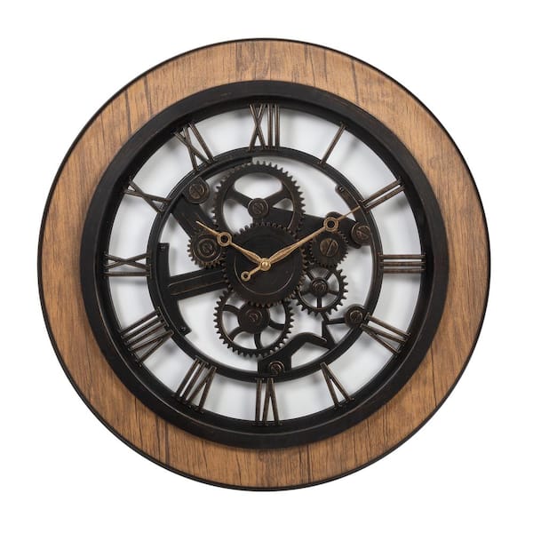 Kiera Grace Kiera Grace Unique Vintage Round Wall Clock, 20 inches, Black