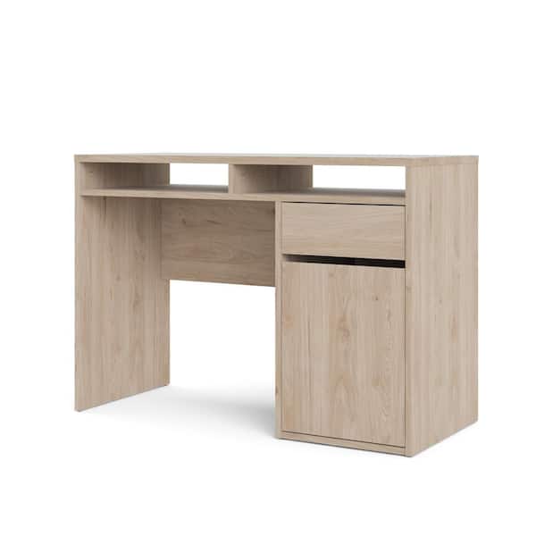 Tvilum Willis 44 in. Rectangular Jackson Hickory 1-Drawer Writing Desk with Adjustable Shelves