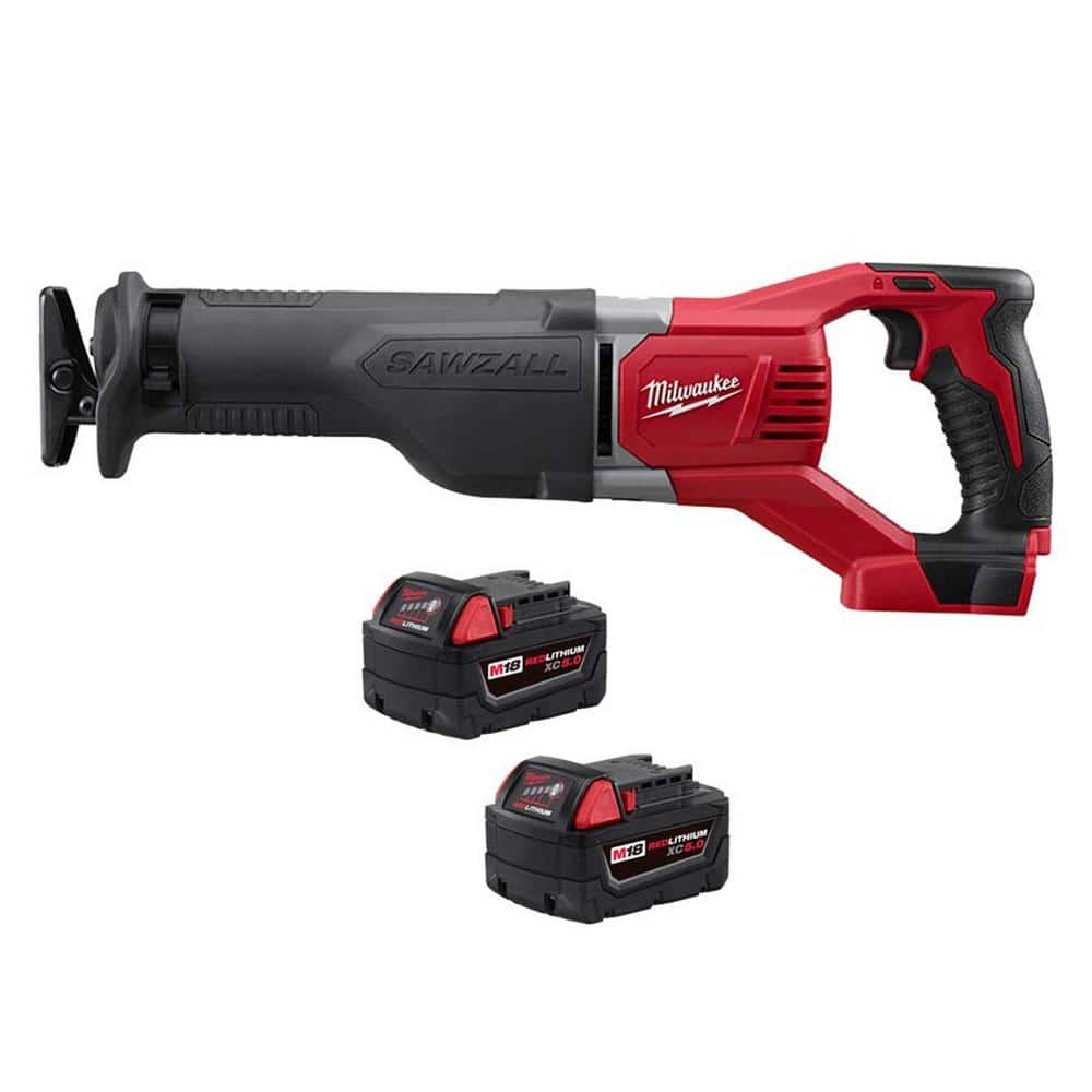 M18 18-Volt Lithium-Ion Cordless SAWZALL Reciprocating Saw with (2) M18 5.0Ah Batteries -  Milwaukee