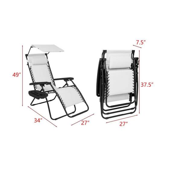 Folding Zero Gravity Metal Outdoor Lounge Chair, White L0FBHHKDZ6