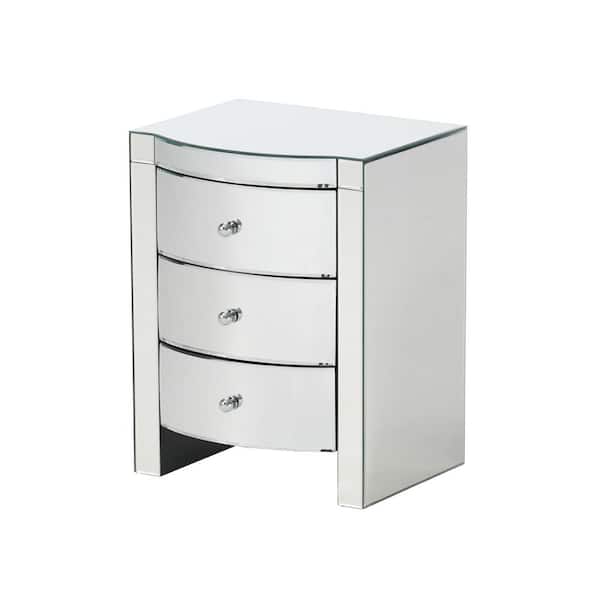 Noble House Roxie Mirrored 3-Drawer Side Table