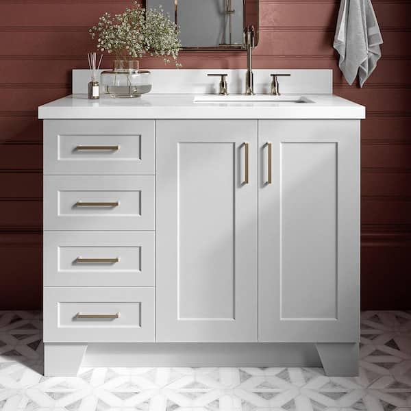 Taylor 42 in. W x 22 in. D x 36 in. H Bath Vanity in Gray with Pure White Quartz Top