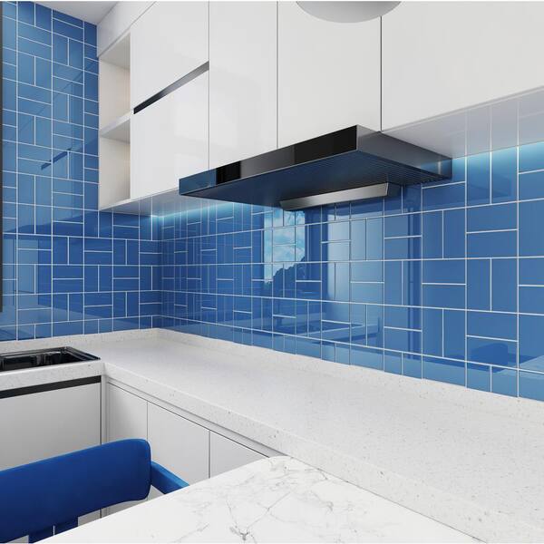 cobalt blue backsplash tiles