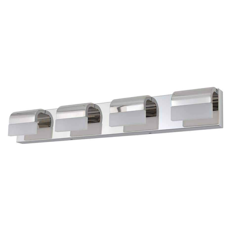29.9 in. 4-Light Chrome LED Vanity Light Fixture Over Mirror Bath Wall Ligh