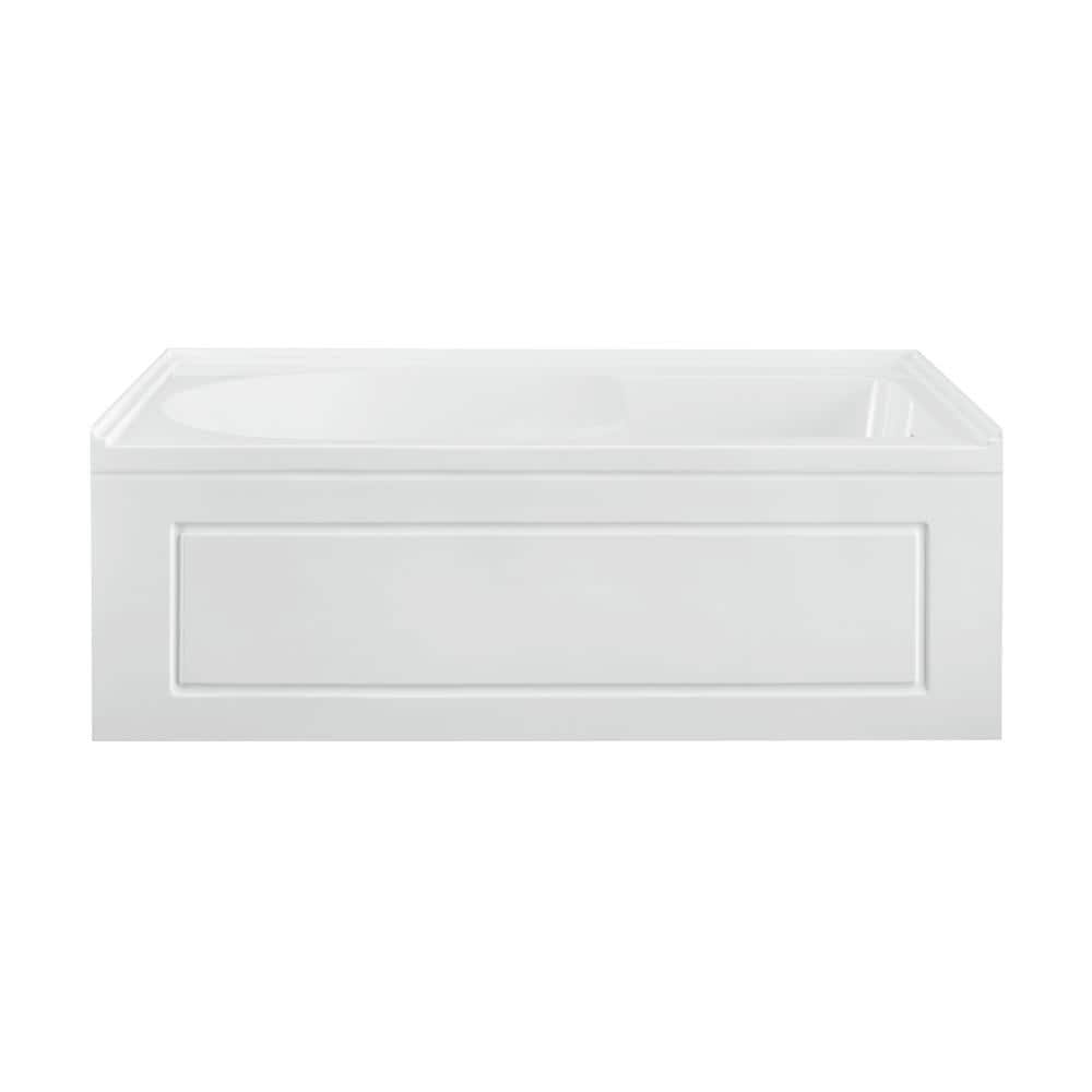 Concorde 60" x 30" White Acrylic Alcove Bathtub with Apron and Armrest