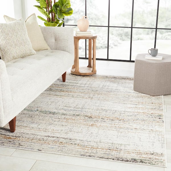 Mathis Ivory/Gold 9 ft. 10 in. x 14 ft. Abstract Rectangle Area Rug