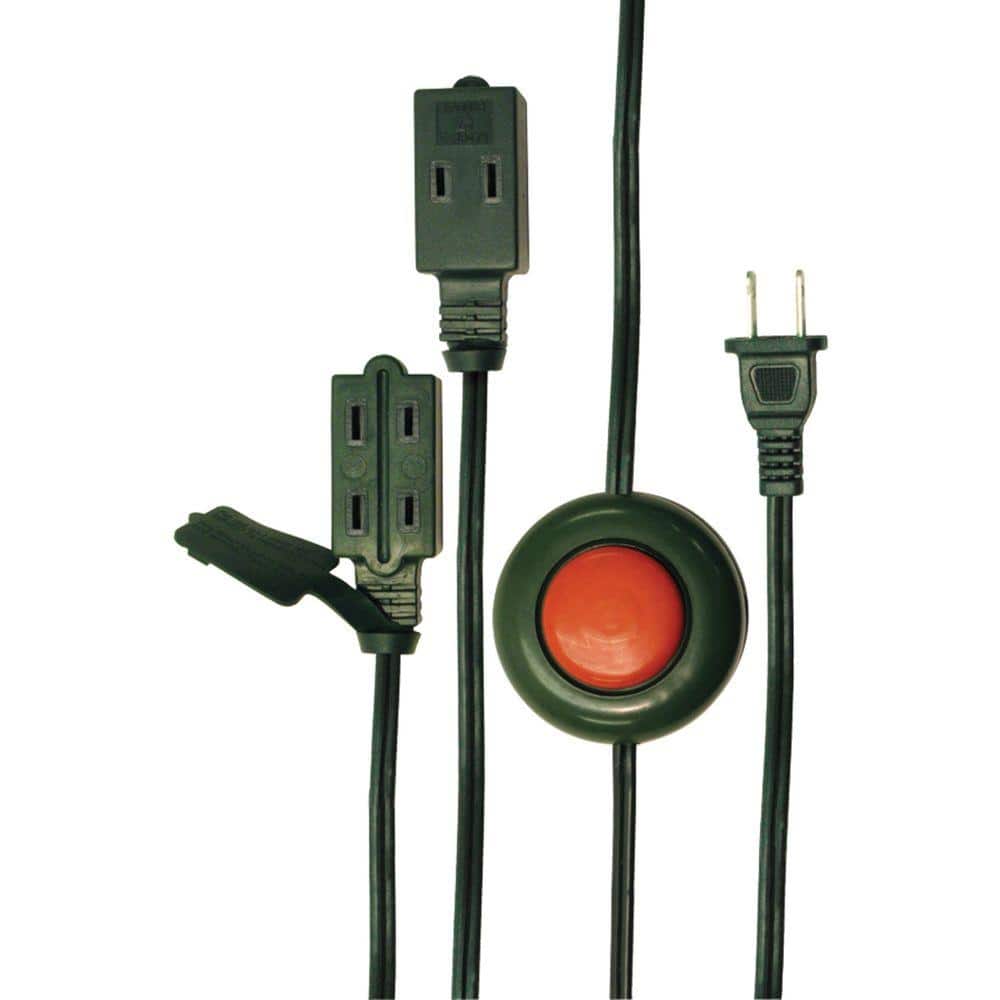 9ft 2-Prong Plarized Power Extension Cord w/ 3-Outlets & a Lighted Foot Switch 