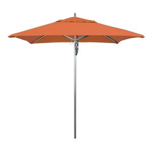 7.5 ft. Square Silver Aluminum Commercial Market Patio Umbrella with Pulley Lift in Tuscan Sunbrella