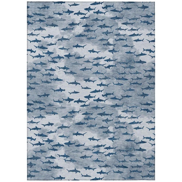 Chantille Machine Washable Indoor/Outdoor Abstract ACN2594 Blue 5 ft. x 7 ft. 6 in. Area Rug