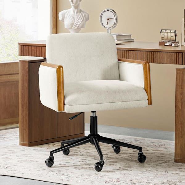 Macarena Polyester Swivel Office Chair in White with Non-Adjustable Arms