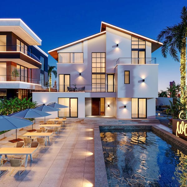 Wood Grain and Light Gray Wood 86.6 in. Width 4 Legs Indoor Outdoor Dining Table with Rust-Resistant Legs for 6 Seats